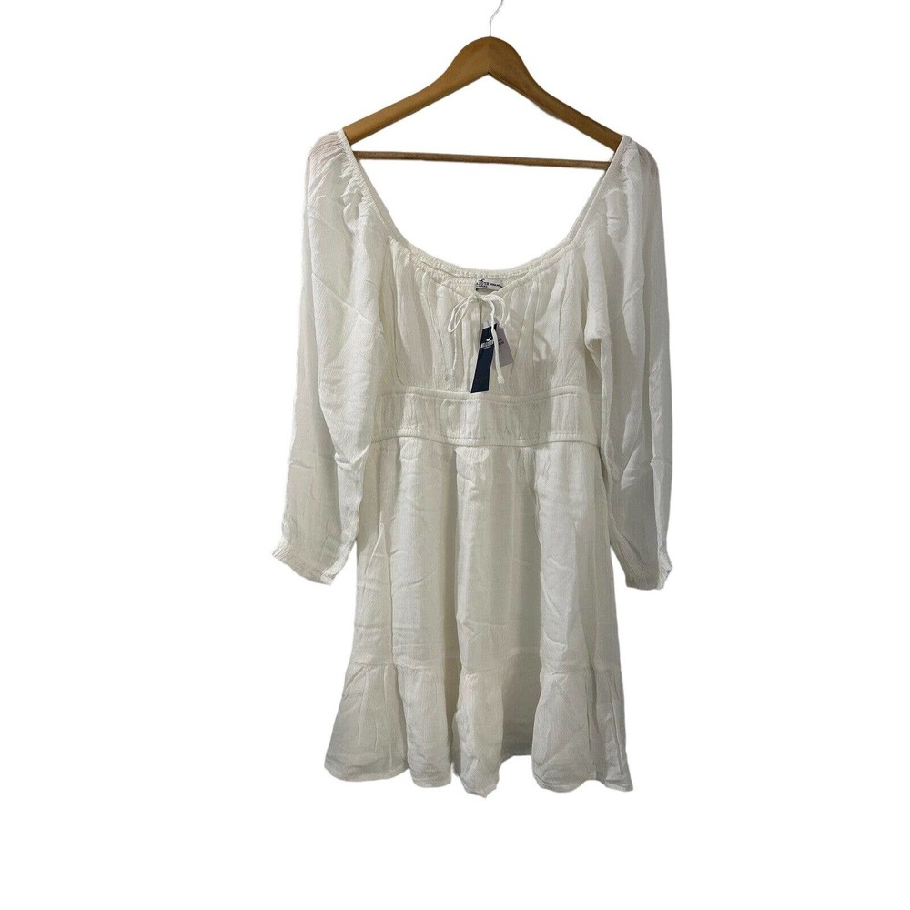 (Sold)HOLLISTER White LONG-SLEEVE CHANNELED BUILT-IN SHORTS DRESS Large NWT - Picture 7 of 14